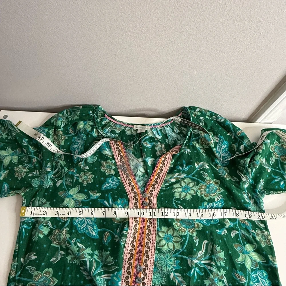 Sundance Arvilla Cotton/Silk Top Jade Floral Bohemian Blouse NWOT Size Small - Picture 9 of 9
